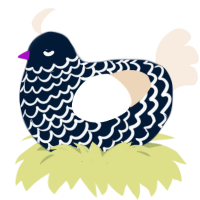 A tumblr and cream chicken with a lace pattern