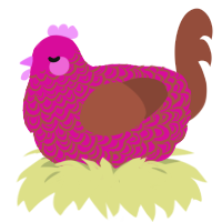 A fuchsia and russet chicken with a double-lace pattern