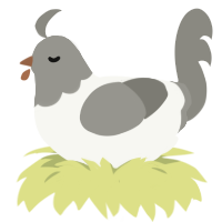 A white and ash chicken with a head pattern