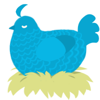A cerulean chicken with a lace pattern