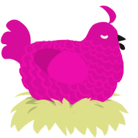 A fuchsia chicken with a lace pattern