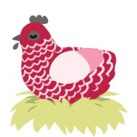 A crimson and rose chicken with a lace pattern