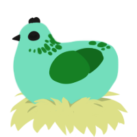 A mint and leaf chicken with a neck-speckle pattern