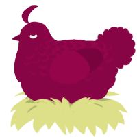 A maroon chicken with a half-lace pattern
