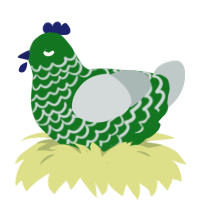 Pine Tree, a leaf and silver chicken with a lace pattern