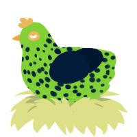 A grass and tumblr chicken with a speckle pattern