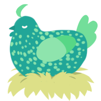 so close yet so far, a turquoise and spring chicken with a speckle pattern