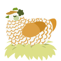 Harvest Moon, a white and orange chicken with a lace pattern