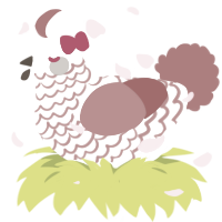 A cream and red chicken with a lace pattern