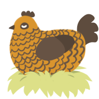 A orange and bark chicken with a lace pattern