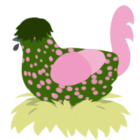 Water Curses, a lavender and leaf chicken with a speckle pattern