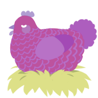 A fuchsia and amethyst chicken with a lace pattern
