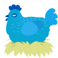 A cerulean and sky chicken with a half-lace pattern