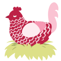 A crimson and rose chicken with a lace pattern