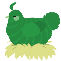 A viridian chicken with a bar pattern