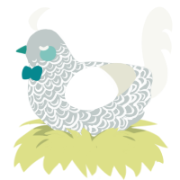 A silver and white chicken with a double-lace pattern