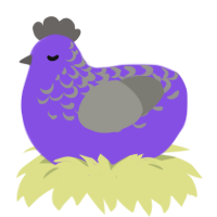 A blurple and ash chicken with a half-lace pattern