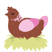 A russet and pink chicken with a neck-speckle pattern