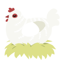 A white chicken with a half-bar pattern