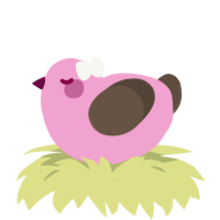 A pink and bark chicken