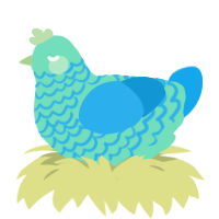 A mint and sky chicken with a lace pattern