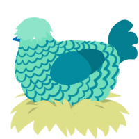 A mint and sea chicken with a lace pattern