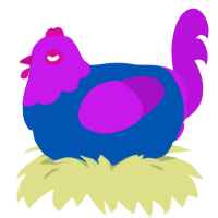 A ultramarine and amethyst chicken with a head pattern