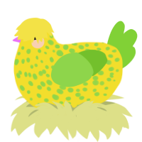 BIRTHDAY, a yellow and grass chicken with a speckle pattern