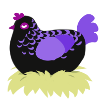 Skate Rink, a black and blurple chicken with a half-lace pattern