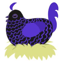 A sable and indigo chicken with a lace pattern