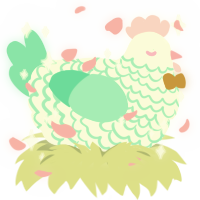 A white and mint chicken with a lace pattern
