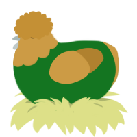 A leaf and gold chicken with a head pattern