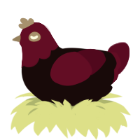 Grimdark, a black and maroon chicken with a head pattern