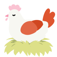 A white and vermilion chicken