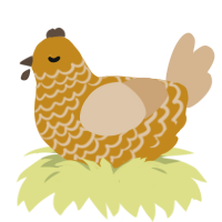 A ochre and beige chicken with a lace pattern
