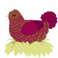 A russet and maroon chicken with a lace pattern