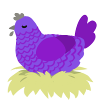 A blurple and violet chicken with a lace pattern