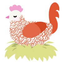 A white and vermilion chicken with a double-lace pattern