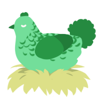 A spring and viridian chicken with a half-lace pattern