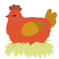 A vermilion and ochre chicken