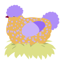 A honey and lilac chicken with a speckle pattern