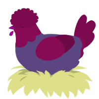 A overcast and wine chicken with a head pattern