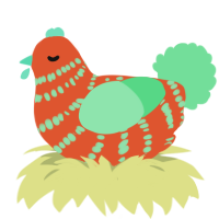 A vermilion and spring chicken with a bar pattern