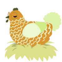 A orange and apple chicken with a lace pattern