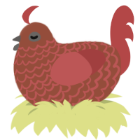 Potato, a russet and red chicken with a lace pattern