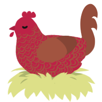 A crimson and russet chicken with a double-lace pattern