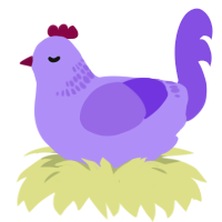 A lilac and blurple chicken with a neck-band pattern