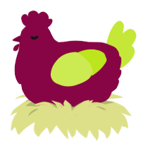 A maroon and lime chicken