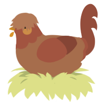 A brown and russet chicken with a head pattern