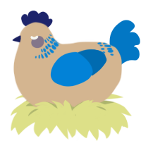 A beige and sapphire chicken with a neck-band pattern